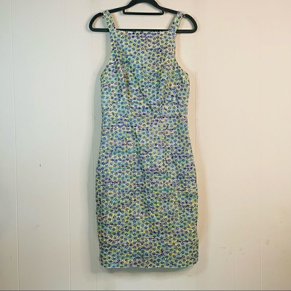 J. Crew Metallic Daisy Floral Jacquared Textured Dress Size 4